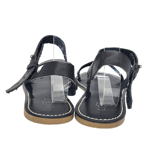 Ann Taylor Loft Sandals 7 Ankle Strappy Black Gladiator Rustic Summer Beach - Picture 5 of 8